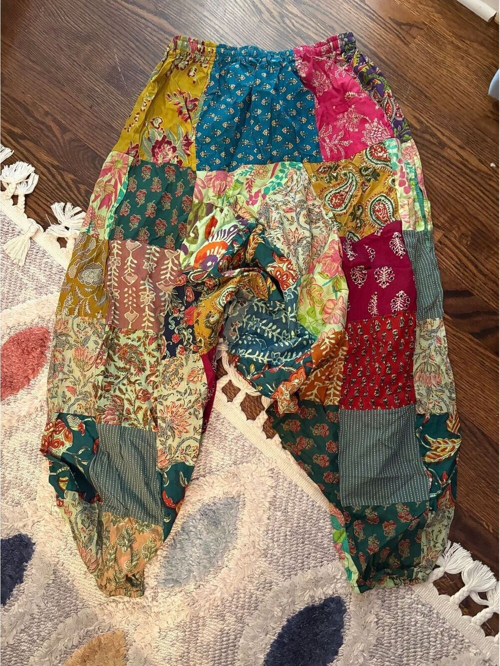 #274 NEW Harem Style patchwork pants 14”-26” waist green